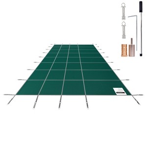 VEVOR Pool Safety Cover Fits 14x26ft Rectangle Inground Pools, Safety Pool Cover with Drainage Holes, Mesh Solid Pool Cover, Green - 1 of 4