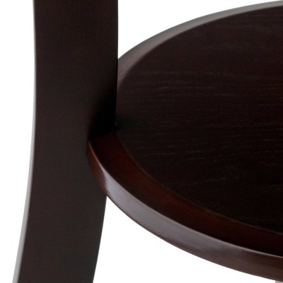 Sasha Transitional Round Wood Accent Table with Storage - Cappuccino
