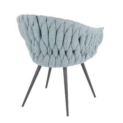 Blue Faux Leather and Metal Contemporary Accent Chair