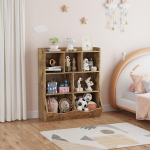 Kids 3-Tier Storage Organizer Bookshelf Gray - 7 Compartment Shelf for Kids' Room, Bedroom, Living Room, and Kindergarten - 1 of 4