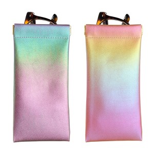 Unique Bargains Travel PU Leather Soft Squeeze Top Sunglass Pouch Organizer 2 Pcs - 1 of 4