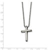 Black Bow Jewelry Men's Stainless Steel Small Brushed and Polished Cross Necklace, 18 In - 2 of 4