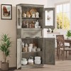 67 Inch Tall Bathroom Cabinet with 4 Doors and Flip Glass Drawer, Storage Cabinet with Adjustable Shelves, Freestanding Organizer for Kitchen, Pantry - 2 of 4