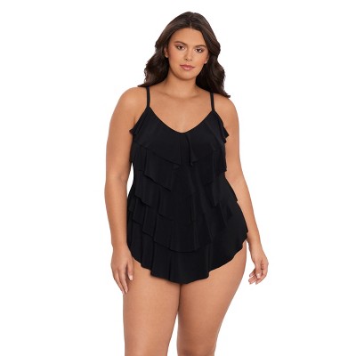Trimshaper Women's Rachel 5 Tier Ruffle Tankini Swimsuit Top