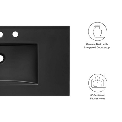 Cayman Black Ceramic 36" Rectangular Bathroom Sink
