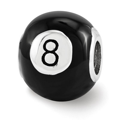 Black Bow Jewelry Sterling Silver Black Enamel 8 Ball Bead Charm