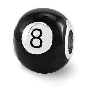 Black Bow Jewelry Sterling Silver Black Enamel 8 Ball Bead Charm - 1 of 3