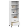 Bookcase with 2 Drawers White 23.6"x13.8"x70.9" Solid Wood OSLO - 3 of 4