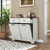 KTMBDW Double Tilt Out Trash Cabinet 20 Gallon Wooden Free Standing Laundry Sorter Cabine,Recycling Cabine with Hideaway Drawer, White - 3 of 4