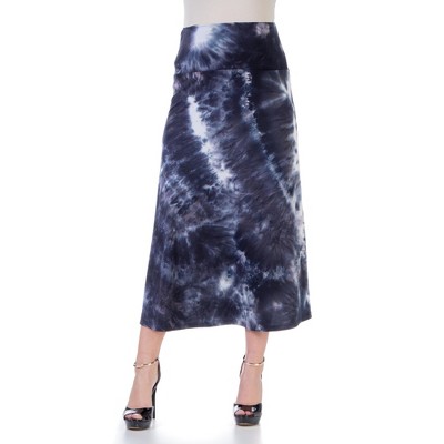 24seven Comfort Apparel Tie Dye Elastic Waistband Casual Maternity Maxi Skirt
