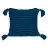 Kate and Laurel Tassey Large Knit Pillow Cover with Tassels, 18x18, Teal - 2 of 4