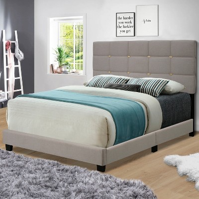 Queen Size Upholstered Platform Bed With Height-adjustable Headboard ...