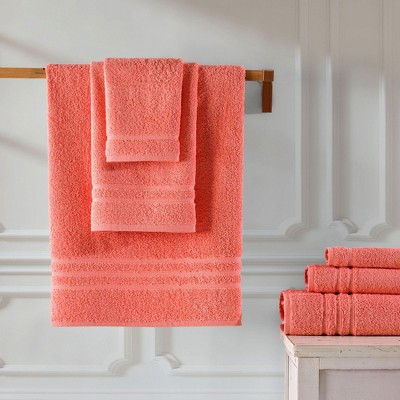 Coral Orange 6-Piece Turkish Cotton Bath Towel Set