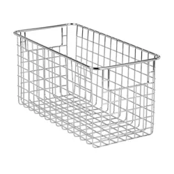 mDesign Metal Wire Office Organizer Basket with Built-In Handles, 4 Pack, Chrome