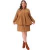 Agnes Orinda Women's Plus Size 2 Piece Corduroy Long Sleeve Peplum Shirts and Elastic Waist Button Down Mini Skirt Set with Pockets - 4 of 4
