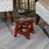 FONTOI Carved Wooden Step Stool with Floral Pattern, Ottoman Foot Stools for Living Room Bedroom, Dark Brown, 11"*10"*11" - 3 of 4