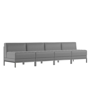 Flash Furniture HERCULES Imagination Series 4 Piece Gray LeatherSoft Waiting Room Lounge Set - Reception Bench - 1 of 4