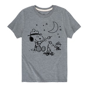 Boys' - Peanuts - Snoopy Camping Short Sleeve Graphic T-Shirt - 1 of 4