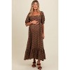 Pinkblush Mocha Floral Pleated Bodice Maternity Maxi Dress - 3 of 4