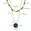Clotth Layered Natural Gemstone Beaded Necklace with Crystal Pendant for Women - Stainless Steel Fashionable Collar Chain Jewelry,Gold double necklace - 3 of 4