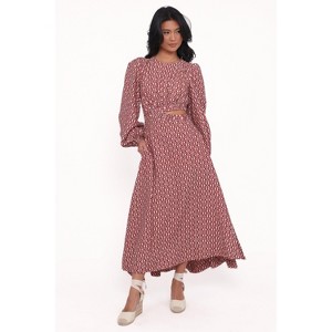 Ginnee Puff Sleeve Cutout Midi Dress - 1 of 4