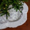 Northlight 60" Iridescent Sequined White and Silver Christmas Tree Skirt with Faux Fur Trim - 2 of 3