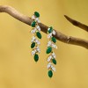 Ross-Simons 3.50 ct. t.w. Emerald and .80 ct. t.w. White Topaz Leaf Drop Earrings in 18kt Gold Over Sterling - 3 of 4