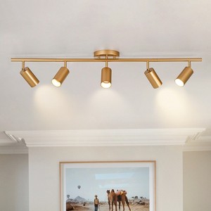 LLHZSY Modern 5-Head GU10 Ceiling Track Light Fixture Gold Linear Bullet Spot Light - 43 7/10" - 1 of 4
