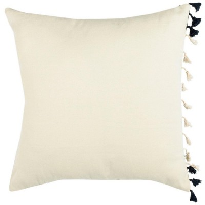 Deep Blue and Gray Geometric Tassel Throw Pillow 16"