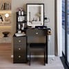 Okak Modern Bedside Cabinet Vanity Table with Touch Control LED Mirror,Dressing Desk with Cushioned Stool,Makeup Table Set for Bedrooms - 2 of 4