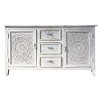 The Urban Port 64" Farmhouse Carved Sideboard Console Buffet Mango Wood 2 Engraved Doors 3 Drawers Antique White - 2 of 4