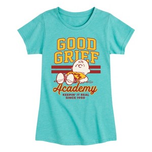 Girls' - Peanuts - Good Grief Academy Fitted Short Sleeve Graphic T-Shirt - 1 of 4