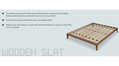 Continental Sleep, 0.75” Vertical Mattress Support Wood Slats with Cover,  Twin, Gray 
