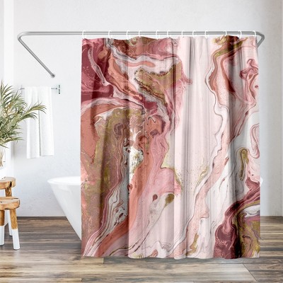 Red and Pink Abstract Marble Polyester Shower Curtain