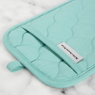 Aqua Sky Quilted Cotton Terry Cloth Oven Mitt and Towel Set