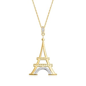 Ross-Simons 14kt Yellow Gold Eiffel Tower Pendant Necklace With Diamond Accents - 1 of 3