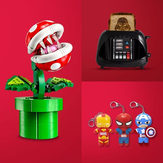 LEGO Super Mario Piranha Plant Building, Star Wars Darth Vader Empire Toaster, iron man, spiderman, captain america lip balm