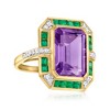 Ross-Simons 7.00 Carat Amethyst, .80 ct. t.w. Emerald and .20 ct. t.w. Diamond Ring in 14kt Yellow Gold - 4 of 4