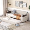 KIGFTSOD Twin Size Upholstery Daybed with Storage Arms, Trundle and USB Design, Beige - 2 of 4