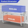 Nasitip Silver Folding Stainless Steel Table with Undershelf and Lockable Wheels, Commercial-Grade Double-Tier Workstation - 3 of 4