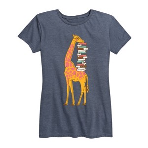 Women's - Instant Message - Giraffe Carrying Books Short Sleeve Graphic T-Shirt - 1 of 4