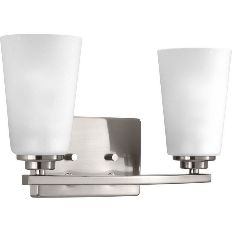 Progress Lighting Debut 2-Light Bath Vanity Fixture, Steel, Brushed Nickel, Clear or Frosted Seeded Glass, 3 of 6