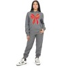 Everyday Kids Christmas Collection Festive Red & Gold Bow Girls Pullover Hoodie – Holiday Sweatshirt - Charcoal Gray - 3 of 3