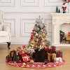 3FT Christmas Tree, Pre-Lit Artificial Christmas Tree with Vintage Potted Base, Flocked Snow 78 Warm White LED Lights Red Berries - 4 of 4