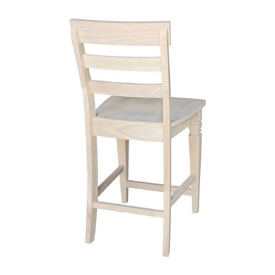 24" Unfinished Solid Wood Ladder-Back Counter Stool