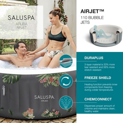 Bestway SaluSpa Aruba Gray Inflatable Round Hot Tub with 110 Jets