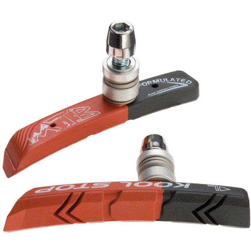 Kool-Stop Mountain V-Brake Pads Threaded Post Dual Compound Black and Salmon, 1 of 2
