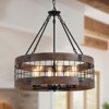 LamQee Farmhouse Dining Room Light Fixture Modern Farmhouse Chandelier Rustic Pendant Ceiling Lights with Wood Cage Shade - 2 of 4