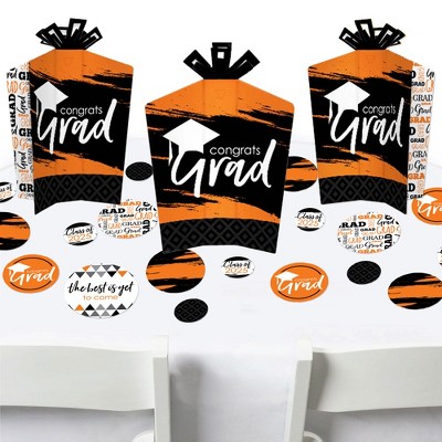 Big Dot of Happiness Orange Grad - Best is Yet to Come - 2025 Orange Graduation Party Decor and Confetti - Terrific Table Centerpiece Kit - Set of 30