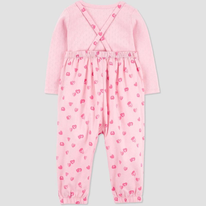 Carter&#39;s Just One You&#174; Baby Girls&#39; Hearts Striped Top &#38; Overalls Set - Pink, 3 of 8